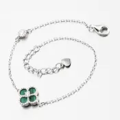 Strieborný dámsky náramok so zeleným štvorlístkom PKL-4019