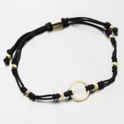 Náramok čierny povrázkový s kruhom 74-5193ZL-Black