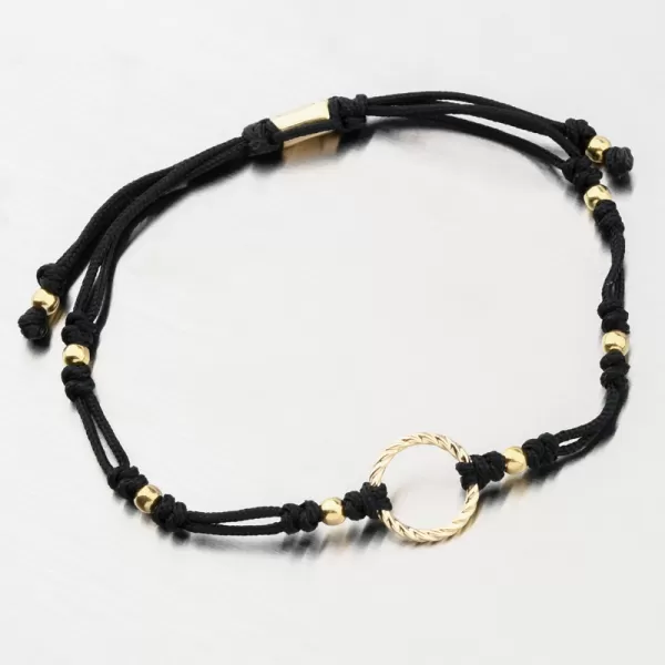 Náramok čierny povrázkový s kruhom 74-5193ZL-Black