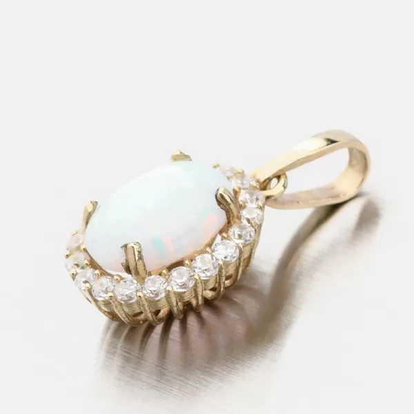 Zlatý prívesok s bielym opálom 522P-130510