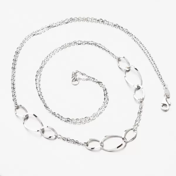 Náhrdelník z bieleho zlata s krúžkami 15R-037