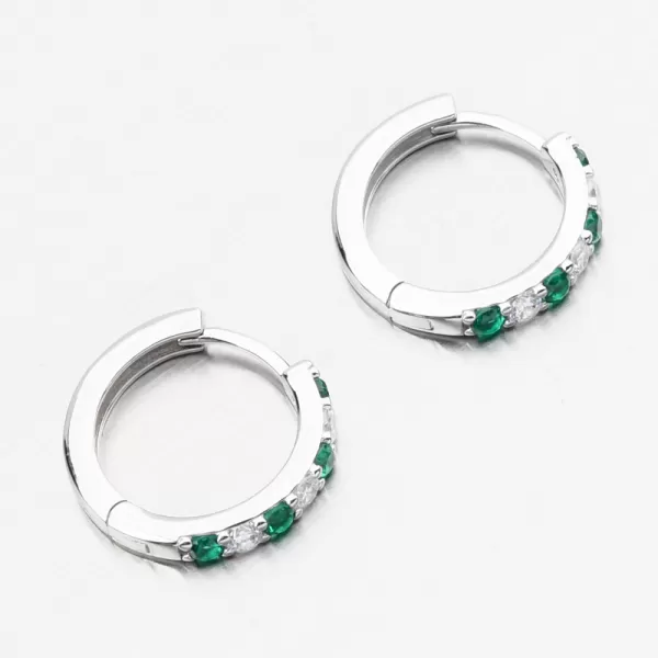 Strieborné kruhy so zelenými zirkónmi PKL-2275