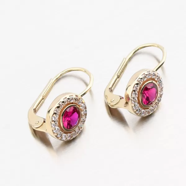 Zlaté náušnice s Ruby 683p-120055-ZL-CER