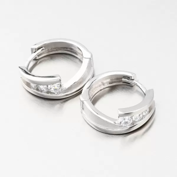 Krúžky so zirkónmi z bieleho zlata DZ1794-B-ZIR