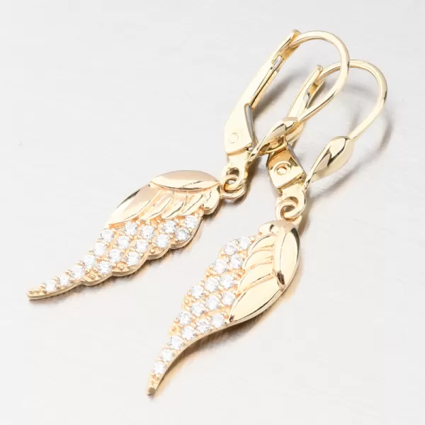 Zlaté visiace náušnice anjelské krídla GCA12-001