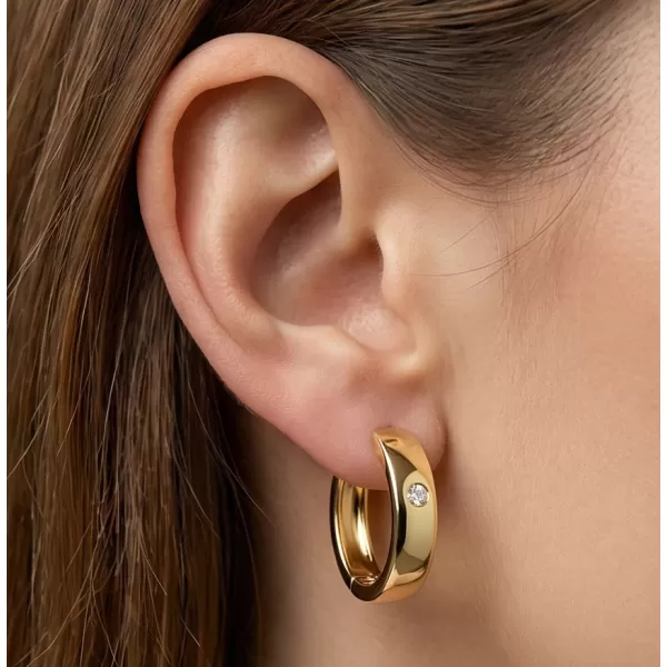 Dámske náušnice žlté zlato 585/1000 prírodný diamant 0.044 ct G/SI kruhy 10916-ZL-DIA