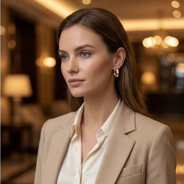 Dámske náušnice žlté zlato 585/1000 prírodný diamant 0.044 ct G/SI kruhy 10916-ZL-DIA