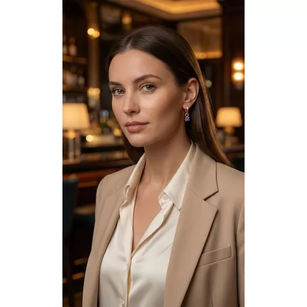 Dámske náušnice ružové zlato 585/1000 prírodný diamant 0.45 ct G/SI oválky a tanzanity tanzanit 10861-CV-DIA-TAN