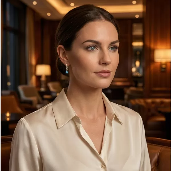 Dámske náušnice žlté zlato 585/1000 prírodný diamant 0.45 ct G/SI briliantové s topaz 10863-ZL-DIA-TPZ