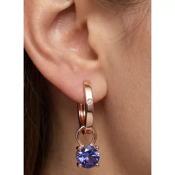 Dámske náušnice ružové zlato 585/1000 prírodný diamant 0.45 ct G/SI oválky a tanzanity tanzanit 10861-CV-DIA-TAN