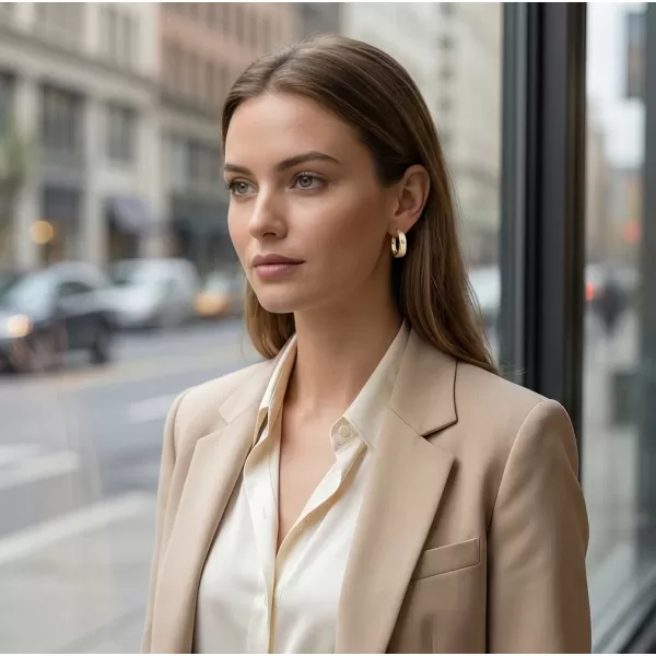 Dámske náušnice žlté zlato 585/1000 prírodný diamant 0.044 ct G/SI kruhy 10916-ZL-DIA