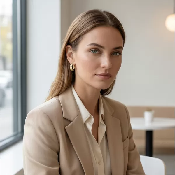 Dámske náušnice žlté zlato 585/1000 prírodný diamant 0.044 ct G/SI kruhy 10916-ZL-DIA