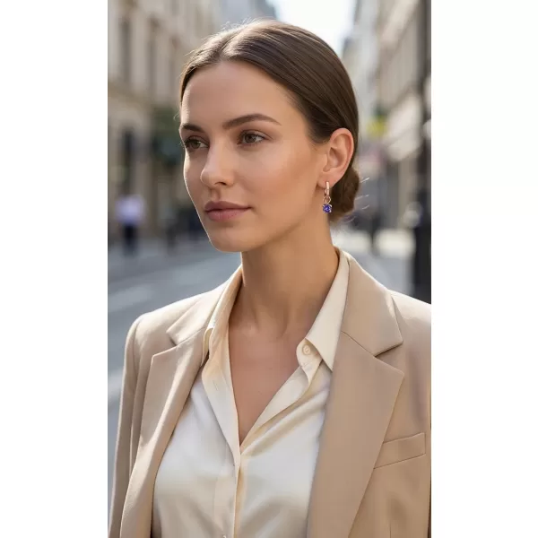 Dámske náušnice ružové zlato 585/1000 prírodný diamant 0.45 ct G/SI oválky a tanzanity tanzanit 10861-CV-DIA-TAN