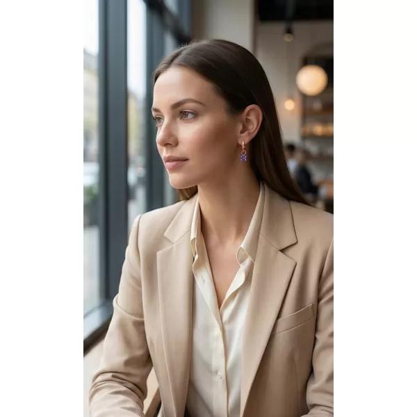 Dámske náušnice ružové zlato 585/1000 prírodný diamant 0.45 ct G/SI oválky a tanzanity tanzanit 10861-CV-DIA-TAN