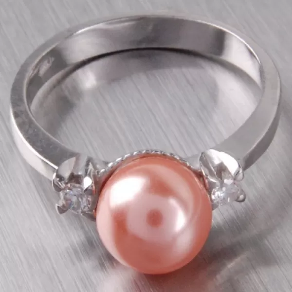 Strieborný prsteň s perlou a zirkónmi 6T1207L
