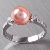 Strieborný prsteň s perlou a zirkónmi 6T1207L