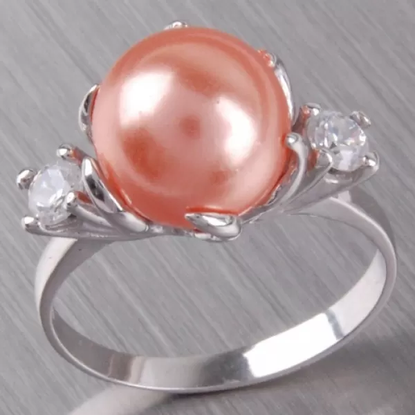 Strieborný prsteň s perlou a zirkónmi 6T1190L