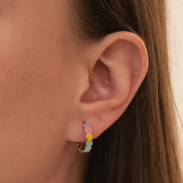 Strieborné kruhy s farebnými srdiečkami PKL-2234