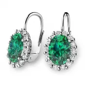 Luxusné náušnice so smaragdmi a diamantmi 140029-B-DIA-SMAR