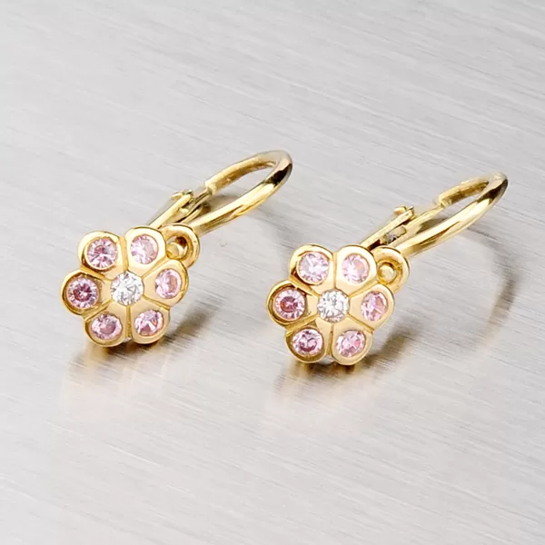 Zlaté detské náušnice so zirkónmi 52DN-1737ZRB