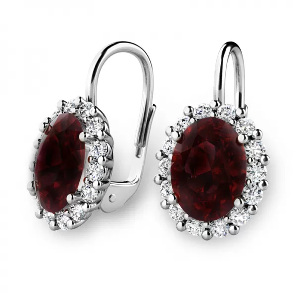 Luxusné náušnice s granátmi a diamantmi 140029-B-DIA-GRA