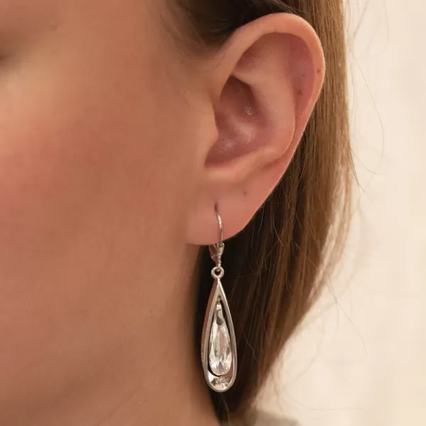 Strieborné náušnice s kryštálom PKL-2266