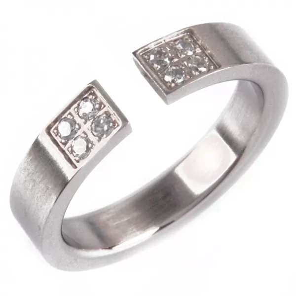 Oceľový prsteň so zirkónmi G136P