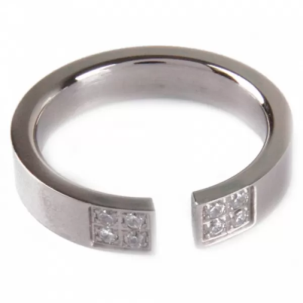 Oceľový prsteň so zirkónmi G136P