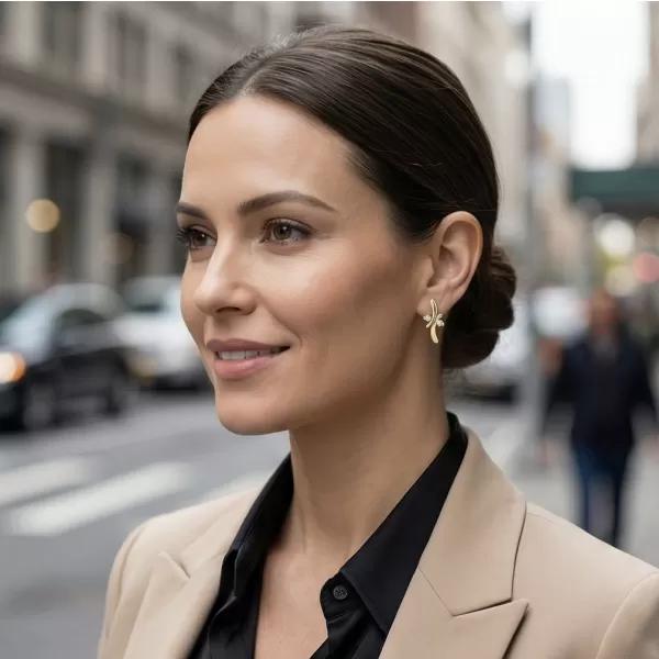 Dámske náušnice žlté zlato 585/1000 prírodný diamant 0.060 ct G/SI 10851-NS-ZL-DIA