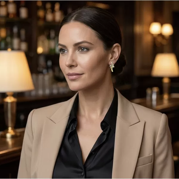 Dámske náušnice žlté zlato 585/1000 prírodný diamant 0.060 ct G/SI 10851-NS-ZL-DIA