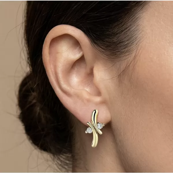 Dámske náušnice žlté zlato 585/1000 prírodný diamant 0.060 ct G/SI 10851-NS-ZL-DIA