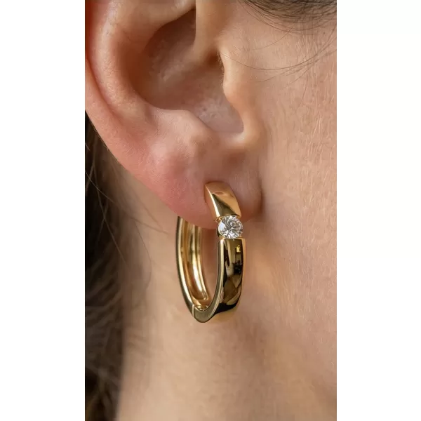 Dámske náušnice žlté zlato 585/1000 prírodný diamant 0,086 ct G/SI kruhy 10915-ZL-DIA