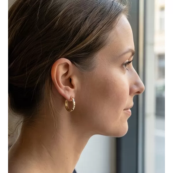 Dámske náušnice žlté zlato 585/1000 prírodný diamant 0,086 ct G/SI kruhy 10915-ZL-DIA