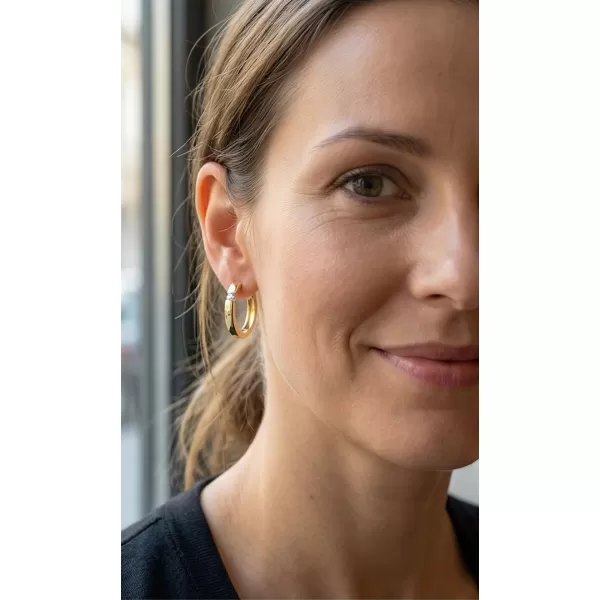 Dámske náušnice žlté zlato 585/1000 prírodný diamant 0,086 ct G/SI kruhy 10915-ZL-DIA