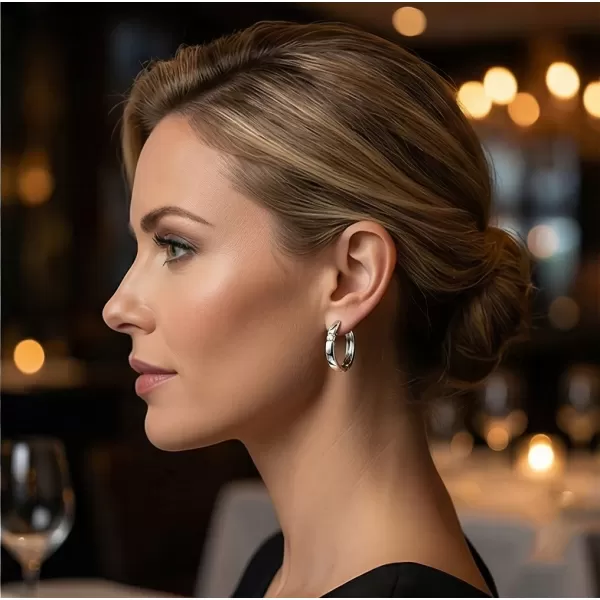 Dámske náušnice biele zlato 585/1000 prírodný diamant 0,086 ct G/SI kruhy 10915-B-DIA