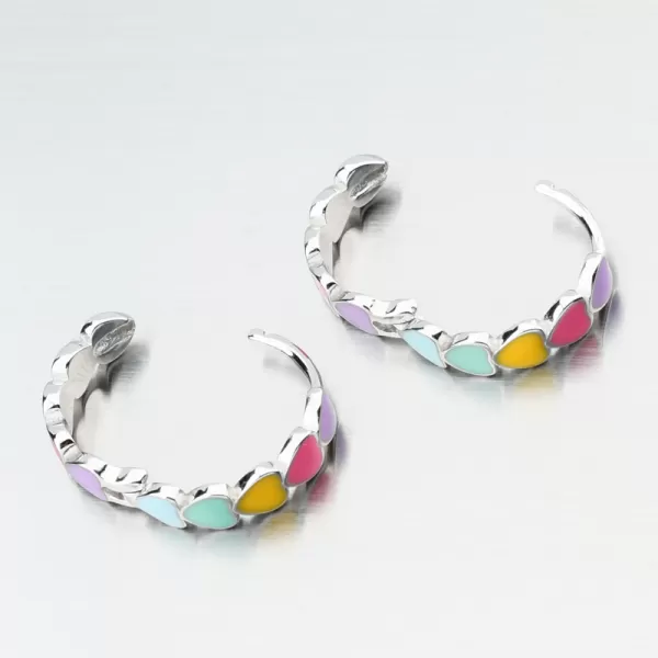 Strieborné kruhy s farebnými srdiečkami PKL-2234