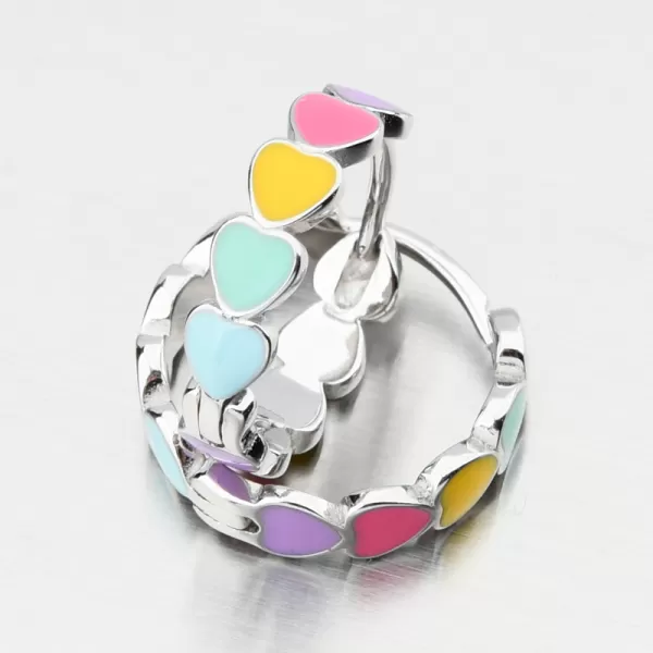 Strieborné kruhy s farebnými srdiečkami PKL-2234