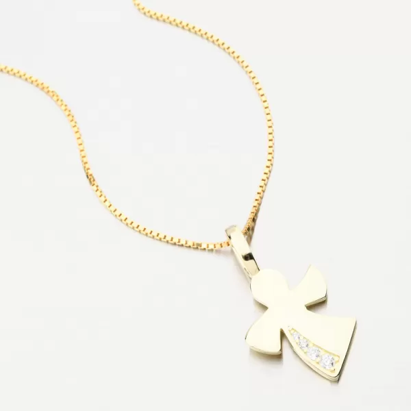 Pozlátený strieborný prívesok anjel s zirkónmi PKL-3163