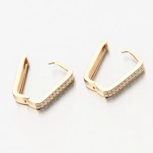 Zlaté štvorcové náušnice so zirkónmi PKL22-067