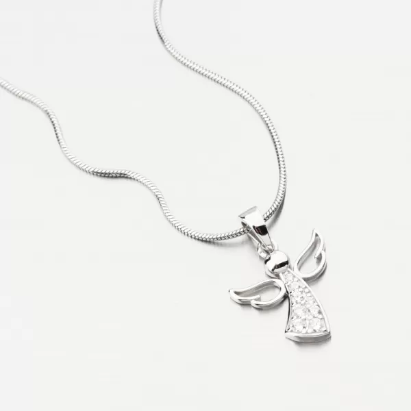 Strieborný prívesok Anjel s zirkónmi PKL-3160