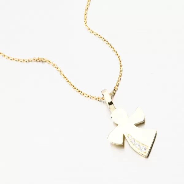 Pozlátený strieborný prívesok anjel s zirkónmi PKL-3163