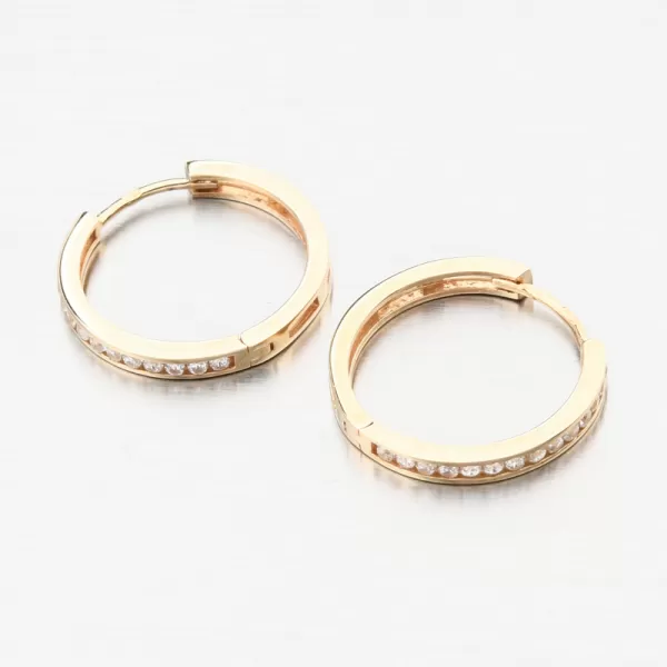 Zlaté náušnice kruhov so zirkónmi PKL22-054