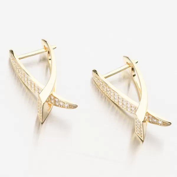 Zlákané strieborné náušnice so zirkónmi PKL-2257