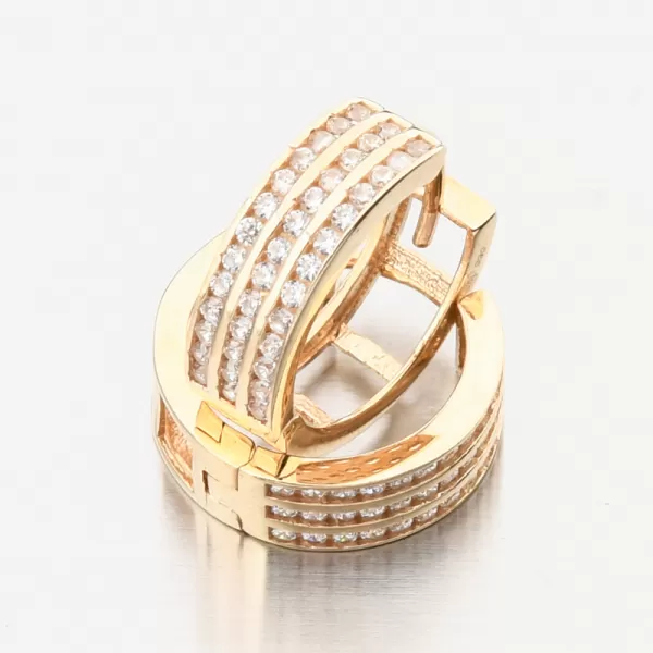 Zlaté náušnice kruhov so zirkónmi PKL22-060