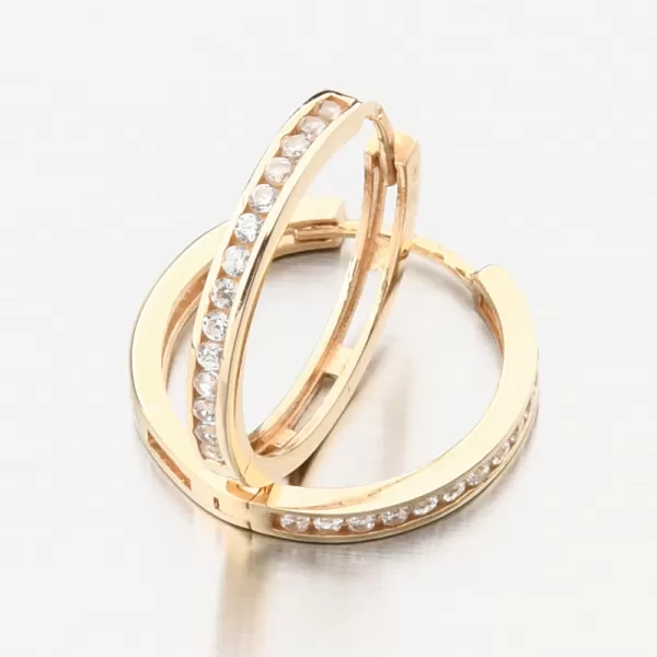 Zlaté náušnice kruhov so zirkónmi PKL22-054