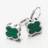 Strieborné náušnice Štyri listové ďatelina s Malachite PKL-2226