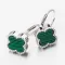 Strieborné náušnice Štyri listové ďatelina s Malachite PKL-2226