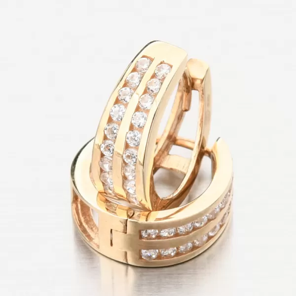 Zlaté náušnice kruhov so zirkónmi PKL22-071