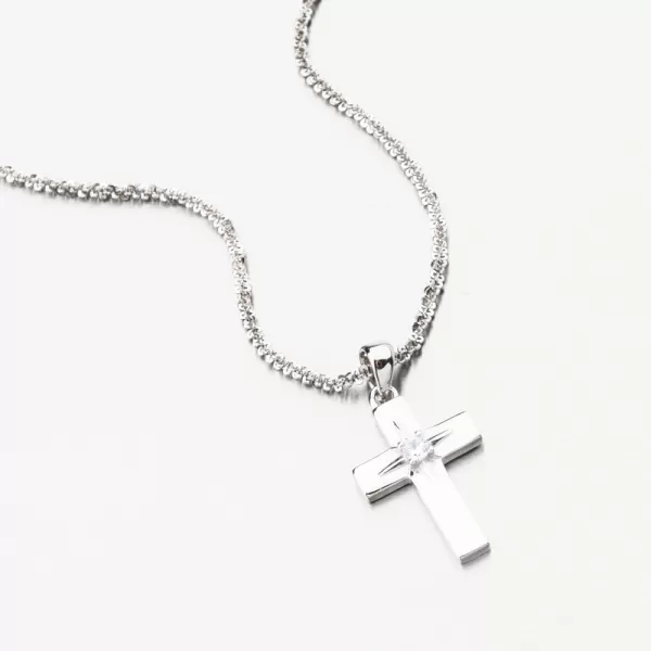 Strieborný prívesok s krížom s zirkónom PKL-3155