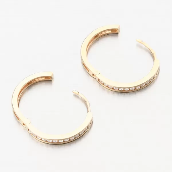 Zlaté náušnice kruhov so zirkónmi PKL22-054